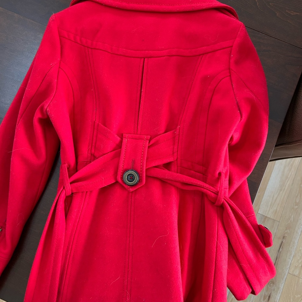 Elegant Red Pea Coat for Women